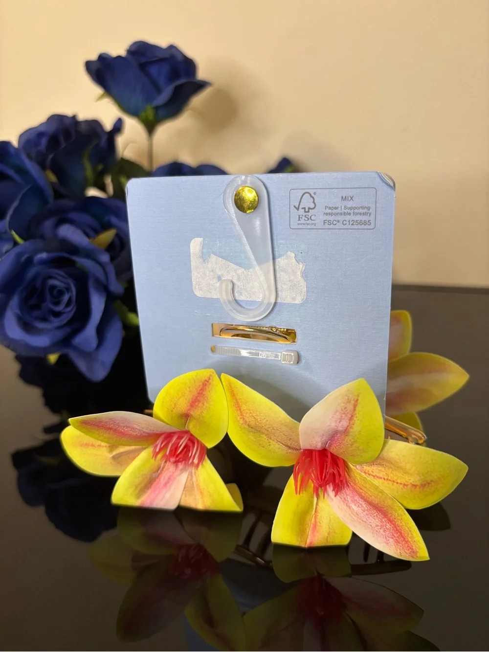 NWT Piper K Large Yellow Orchid Floral Jaw Clip
